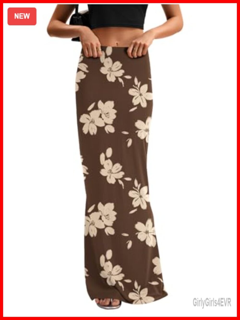 High Waist Elastic Maxi Skirt Bodycon Slim Fit Flared Hemline